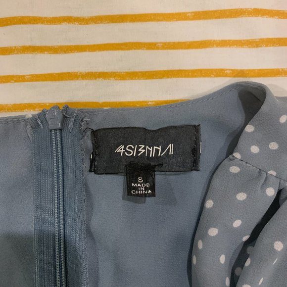 4SI3NNA baby blue midi dress with white polka dots - Picture 2 of 2